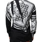 Black White Bandana Print Slim Cotton Shirt