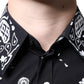 Black White Bandana Print Slim Cotton Shirt