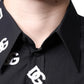 Black DG Logo Print Slim Fit Cotton Shirt