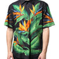 Black Leaves Print Button Down Casual Shirt