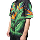 Black Leaves Print Button Down Casual Shirt