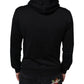 Black Cotton Hooded Logo Full Zip Sweater