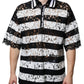 Black White Stripes Lace Collared Polo T-shirt