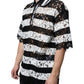 Black White Stripes Lace Collared Polo T-shirt