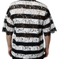 Black White Stripes Lace Collared Polo T-shirt