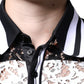 Black White Stripes Lace Collared Polo T-shirt