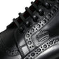 Black Leather Lace Up Mid Calf Boots Shoes
