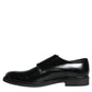 Black Leather Monk Strap Dress Formal Shoes