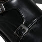 Black Leather Monk Strap Dress Formal Shoes