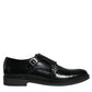 Black Leather Monk Strap Dress Formal Shoes
