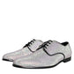Silver Leather Rhinestones Derby Dress Shoes