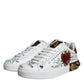 White Heart Studded Low Top Sneakers Shoes