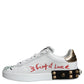 White Heart Studded Low Top Sneakers Shoes