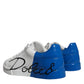 White Blue Leather Logo Low Top Sneakers Shoes