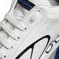 White Blue Leather Logo Low Top Sneakers Shoes