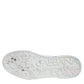 White Blue Leather Logo Low Top Sneakers Shoes