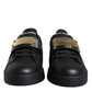 Black Leather Low Top Portofino Sneakers Shoes