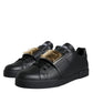 Black Leather Low Top Portofino Sneakers Shoes