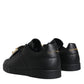 Black Leather Low Top Portofino Sneakers Shoes