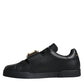 Black Leather Low Top Portofino Sneakers Shoes
