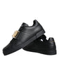 Black Leather Low Top Portofino Sneakers Shoes