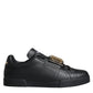 Black Leather Low Top Portofino Sneakers Shoes