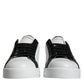 White Black Leather Crown Milano Sneakers Shoes