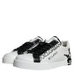 White Black Leather Crown Milano Sneakers Shoes