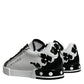 White Black Leather Crown Milano Sneakers Shoes