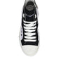 White Black Cotton Logo High Top Sneaker Shoes