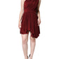 Red One Shoulder Pleated A-line Mini Dress