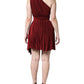 Red One Shoulder Pleated A-line Mini Dress