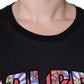 Black Cotton Logo Print Round Neck T-shirt