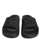 Black Rubber Slides Sandals Beachwear Shoes