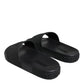 Black Rubber Slides Sandals Beachwear Shoes