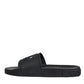 Black Rubber Slides Sandals Beachwear Shoes