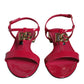 Red Leather Logo Ankle Strap Flats Sandals Shoes
