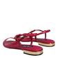Red Leather Logo Ankle Strap Flats Sandals Shoes