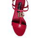 Red Leather Logo Ankle Strap Flats Sandals Shoes