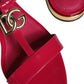 Red Leather Logo Ankle Strap Flats Sandals Shoes