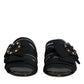 Black White Crystal Slides Sandals Shoes