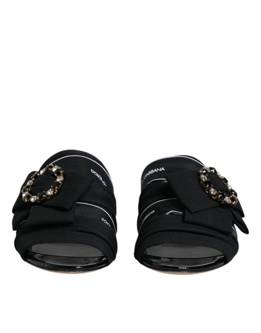Black White Crystal Slides Sandals Shoes