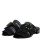 Black White Crystal Slides Sandals Shoes