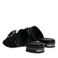 Black White Crystal Slides Sandals Shoes