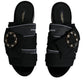 Black White Crystal Slides Sandals Shoes