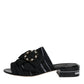 Black White Crystal Slides Sandals Shoes