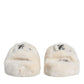 Beige Faux Fur Slides Flats Sandals Shoes