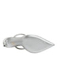 Silver Leather Slip On Heels Sandals Shoes
