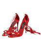 Red Leather Keira High Heels Sandals Shoes