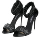 Black High Heels Ankle Strap Sandals Shoes